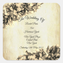 Pegatina Cuadrada Resumen moderno boda de niebla elegante y natural