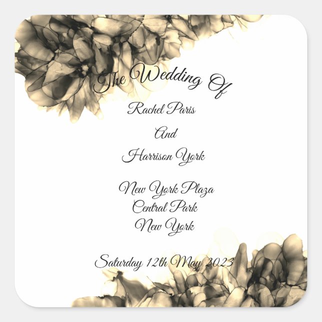 Pegatina Cuadrada Resumen moderno boda de niebla elegante y natural (Anverso)