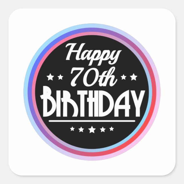 Pegatina Cuadrada Resumen moderno Feliz cumpleaños número 70 (Anverso)