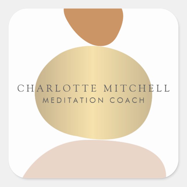 Pegatina Cuadrada Resumen moderno Logo de Zen Stones Gold (Anverso)