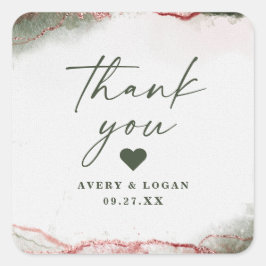 Pegatina Cuadrada Resumen moderno Terra Rosa Boda Rosa Gracias