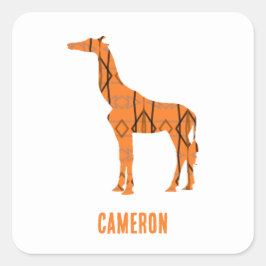 Pegatina Cuadrada Resumen monograma de silueta de jirafa