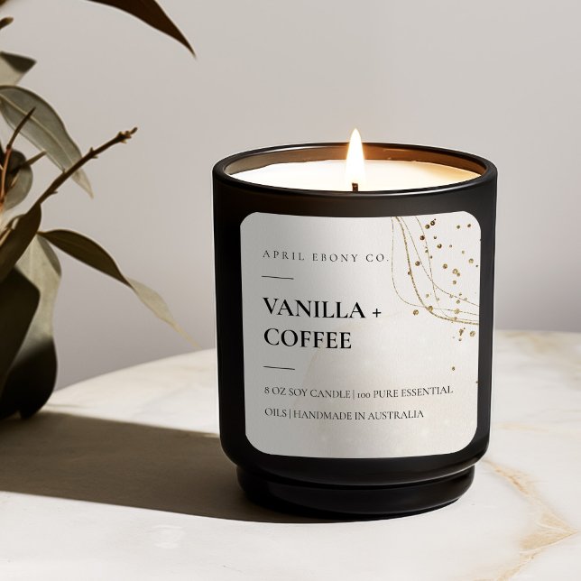 Pegatina Cuadrada Resumen Purpurina Vela marfileña dorada (Subido por el creador)