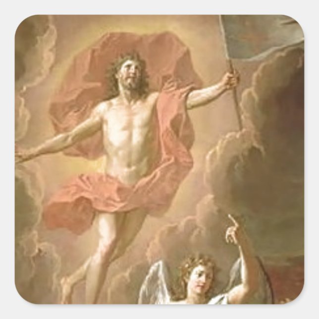Pegatina Cuadrada Resurrección de Cristo (Anverso)