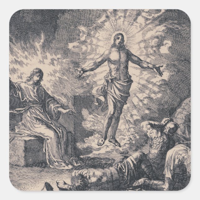 Pegatina Cuadrada Resurrección de Jesucristo por Jan Luyken (Anverso)