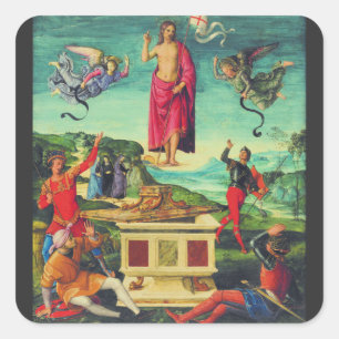 Pegatina Cuadrada Resurrección de Jesucristo por Rafael