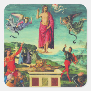 Pegatina Cuadrada Resurrección de Jesucristo por Rafael