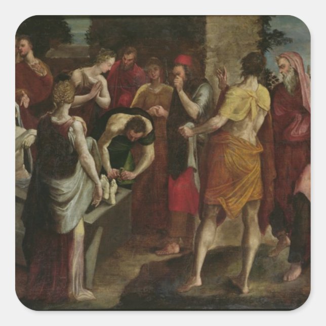 Pegatina Cuadrada Resurrección de Lázaro 2 (Anverso)