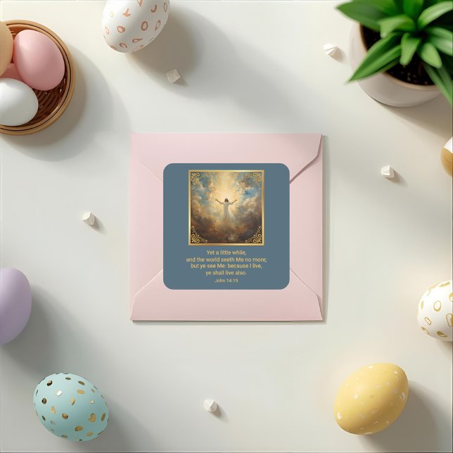 Pegatina Cuadrada Resurrección de Pascua Religioso  (Subido por el creador)