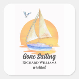 Pegatina Cuadrada Retira Gone Vela Navegador Sunset Watercolor
