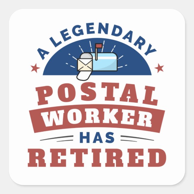 Pegatina Cuadrada Retirada del trabajador postal Mailman Retirement  (Anverso)