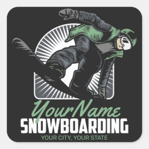 Pegatina Cuadrada Retirada personalizada de snowboard
