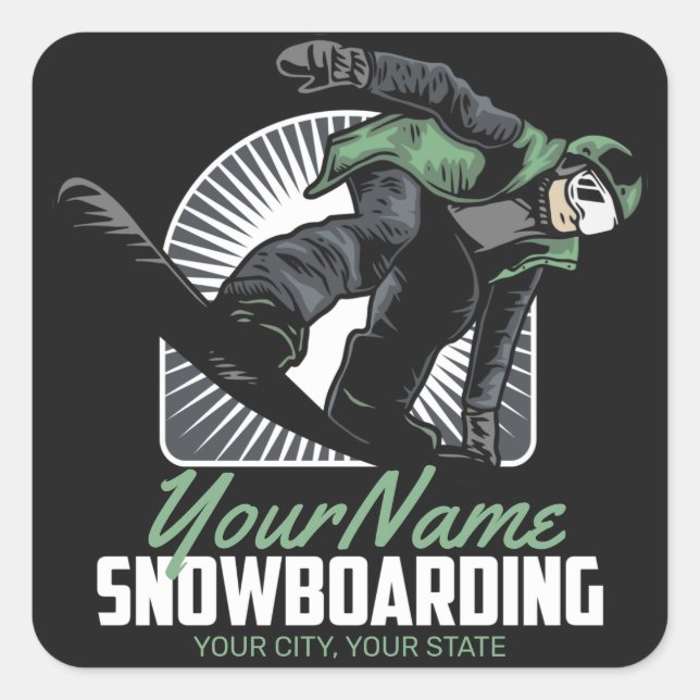 Pegatina Cuadrada Retirada personalizada de snowboard (Anverso)