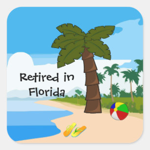 Pegatina Cuadrada Retirado en Florida