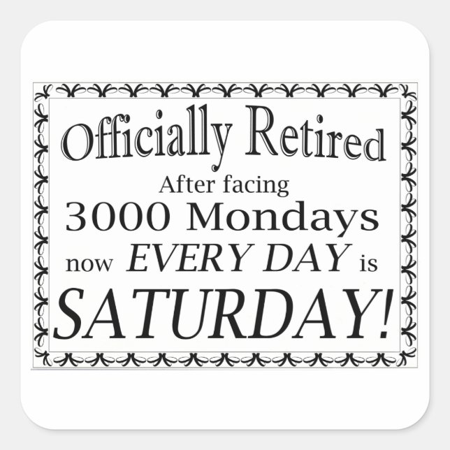 Pegatina Cuadrada Retirado oficialmente (Anverso)