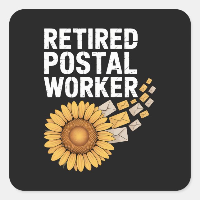 Pegatina Cuadrada Retired Postal Worker (Anverso)