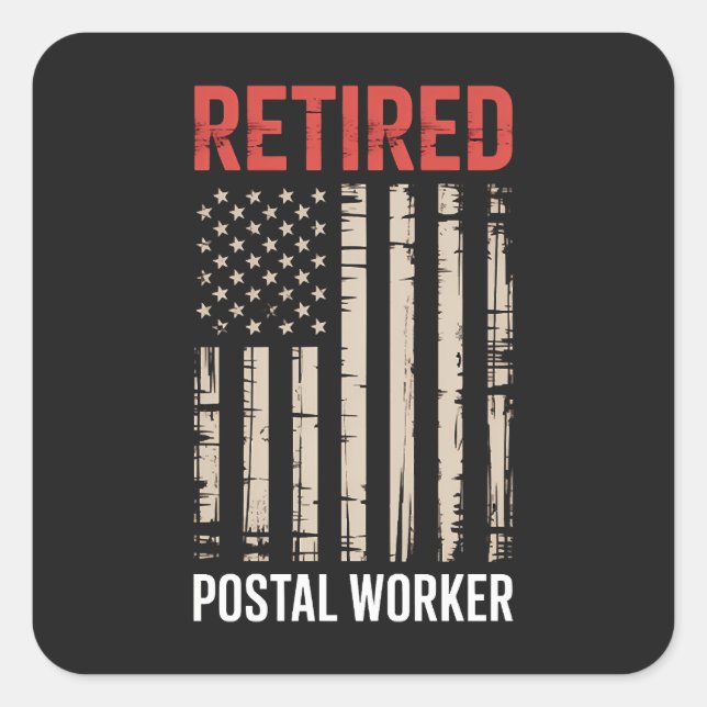 Pegatina Cuadrada Retired Postal Worker Retirement (Anverso)