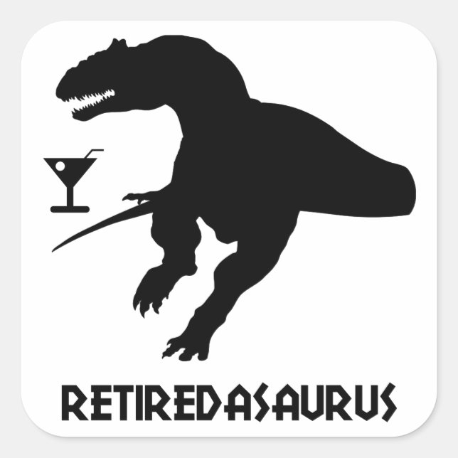 Pegatina Cuadrada Retiredasaurus (Anverso)