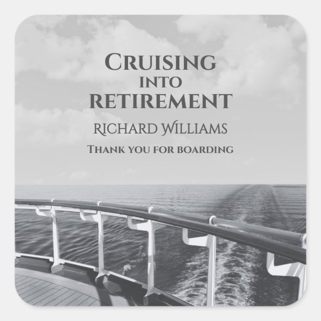Pegatina Cuadrada Retirement Cruising into Retirement Cruise Ship  (Anverso)