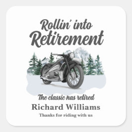 Pegatina Cuadrada Retirement Travel Theme Classic Motorbike Rolling