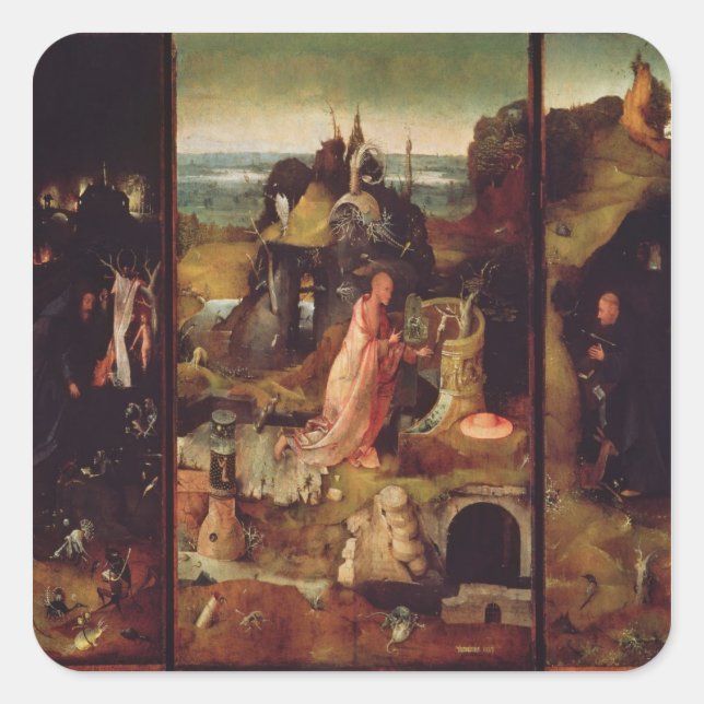 Pegatina Cuadrada Retiro de los ermitos (aceite en el panel) (Anverso)
