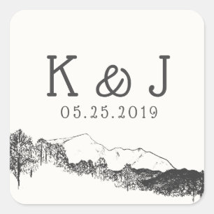 Pegatina Cuadrada Retiro de Montaña ⎥Pegatina con Monograma