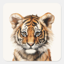 Retrato acuarela de un pequeño tigre