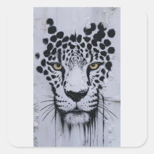 Pegatina Cuadrada Retrato Artístico de Leopardo para Sudadera con Ca
