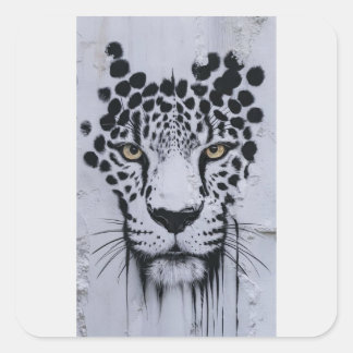 Pegatina Cuadrada Retrato Artístico de Leopardo para Sudadera con Ca
