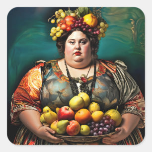Pegatina Cuadrada Retrato colorido de la "Diosa de la Indulgencia"  