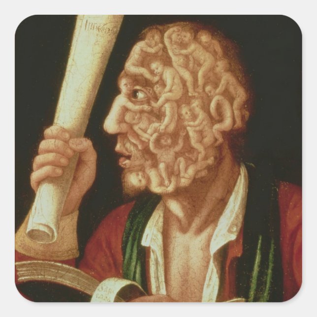 Pegatina Cuadrada Retrato de Adán (petróleo) (Anverso)