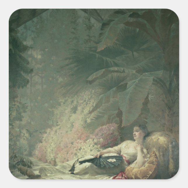 Pegatina Cuadrada Retrato de Adelaida María, condesa de Iveagh (Anverso)
