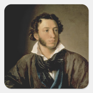 Pegatina Cuadrada Retrato de Alexander Pushkin