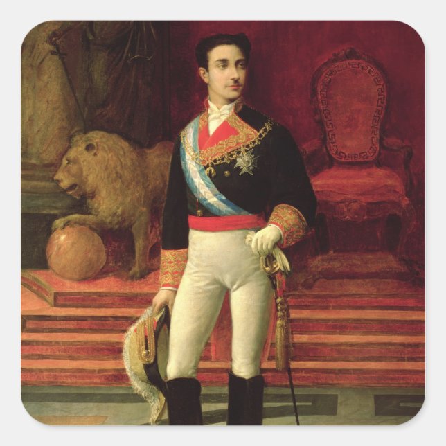 Pegatina Cuadrada Retrato de Alfonso XII 1876 (Anverso)