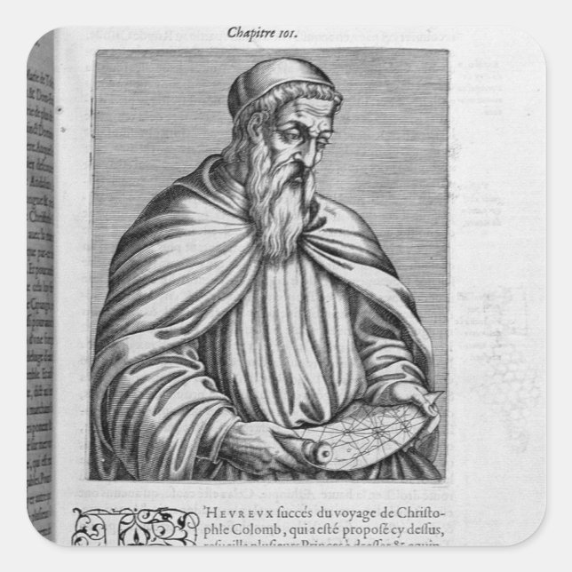 Pegatina Cuadrada Retrato de Amerigo Vespucci (Anverso)
