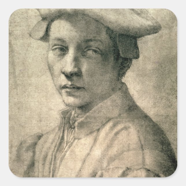 Pegatina Cuadrada Retrato de Andrea Quaratesi, c.1532 (Anverso)
