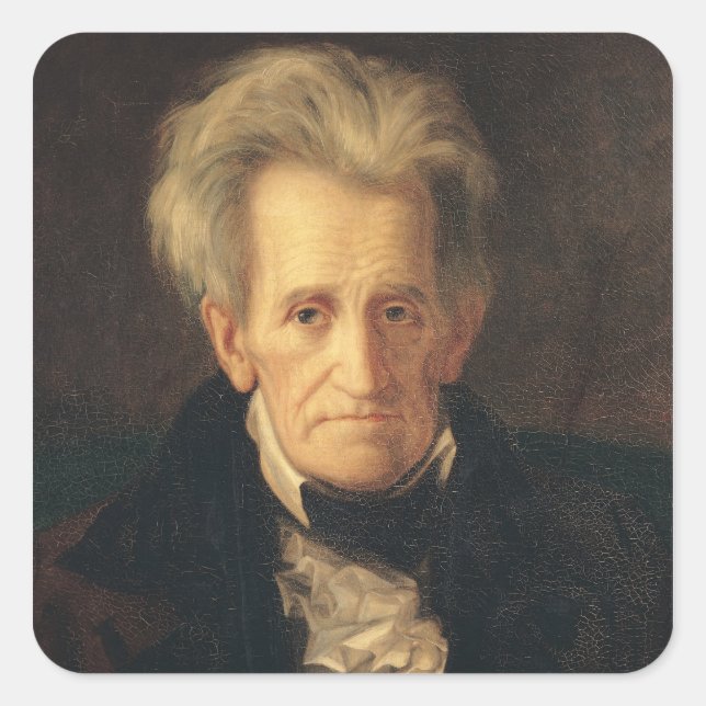 Pegatina Cuadrada Retrato de Andrew Jackson (Anverso)