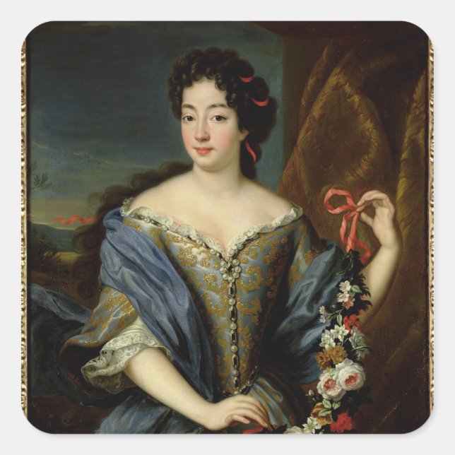 Pegatina Cuadrada Retrato de Anne de Baviere (Anverso)