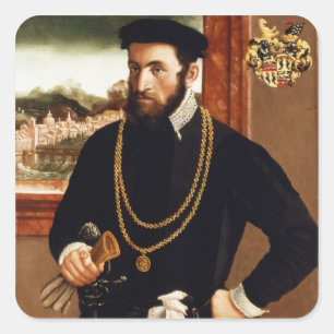 Pegatina Cuadrada Retrato de Antón Rummel von Liechtenan