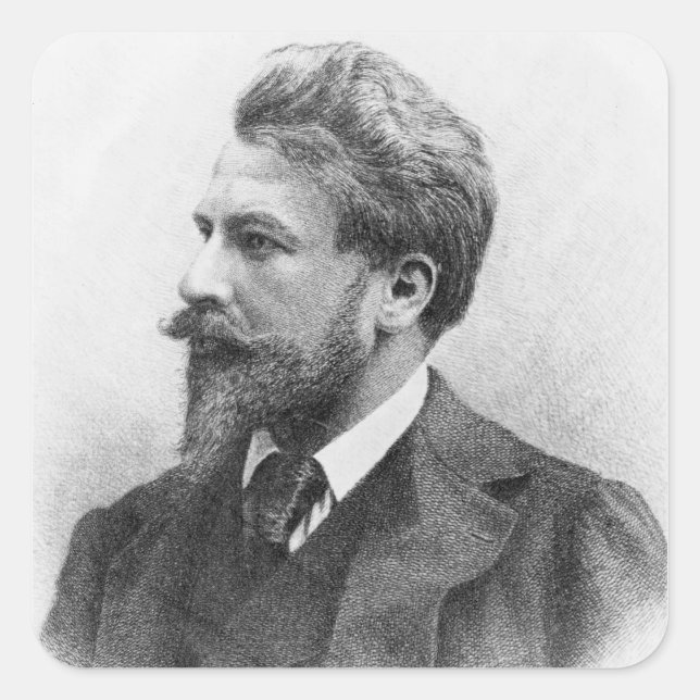 Pegatina Cuadrada Retrato de Arthur Schnitzler (Anverso)