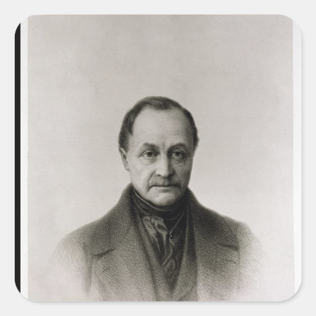 Pegatina Cuadrada Retrato de Auguste Comte, filósofo francés (Anverso)