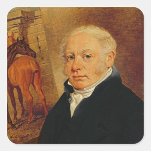 Pegatina Cuadrada Retrato de Ben Marshall (1767-1835) (aceite en