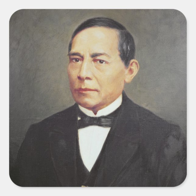 Pegatina Cuadrada Retrato de Benito Juárez, 1948 (Anverso)