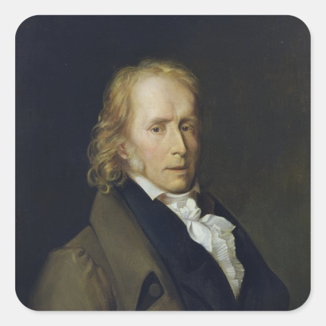 Pegatina Cuadrada Retrato de Benjamin Constant de Rebecque (Anverso)