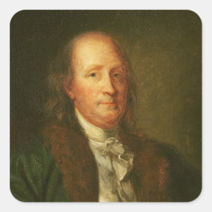Pegatina Cuadrada Retrato de Benjamin Franklin