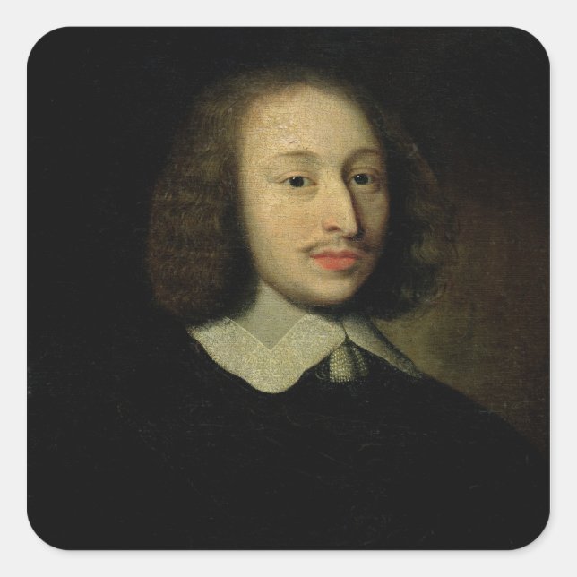 Pegatina Cuadrada Retrato de Blaise Pascal (Anverso)