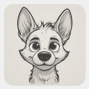 Pegatina Cuadrada Retrato de cachorro de dibujos animados lindo con