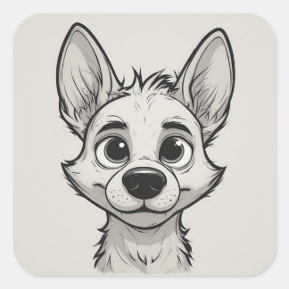 Pegatina Cuadrada Retrato de cachorro de dibujos animados lindo con