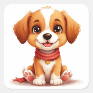 Pegatina Cuadrada Retrato de cachorro lindo para amantes de perros