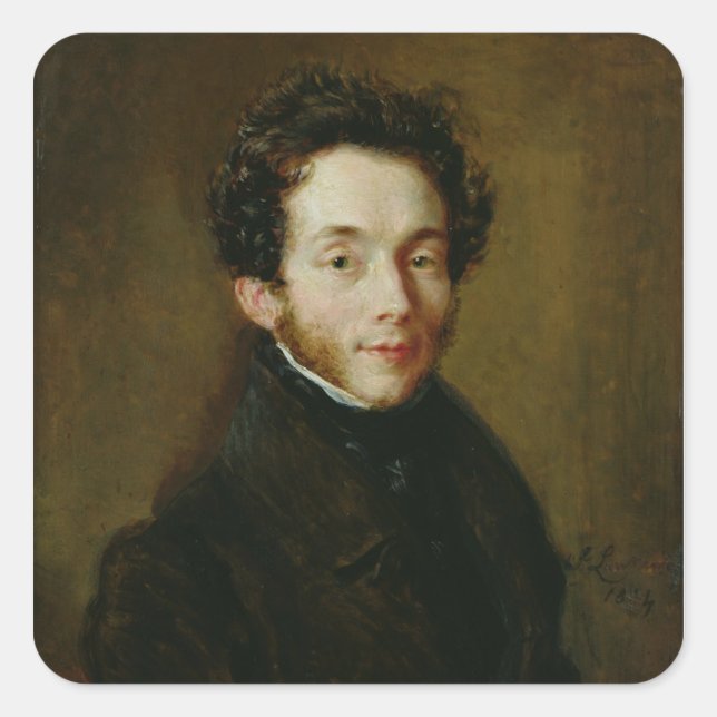 Pegatina Cuadrada Retrato de Carl Maria Friedrich Ernst von (Anverso)